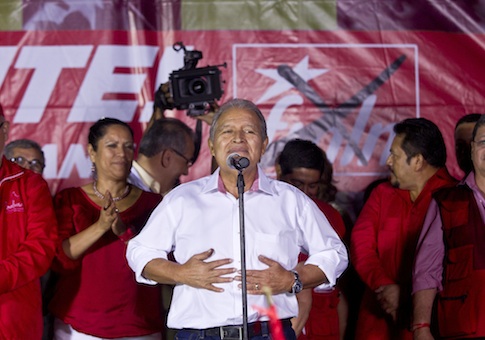 Salvador Sanchez Ceren celebrates election results / AP