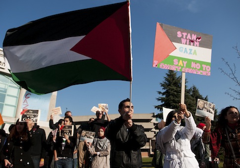 An anti-Israel rally at the University of Michigan in 2012 / AP