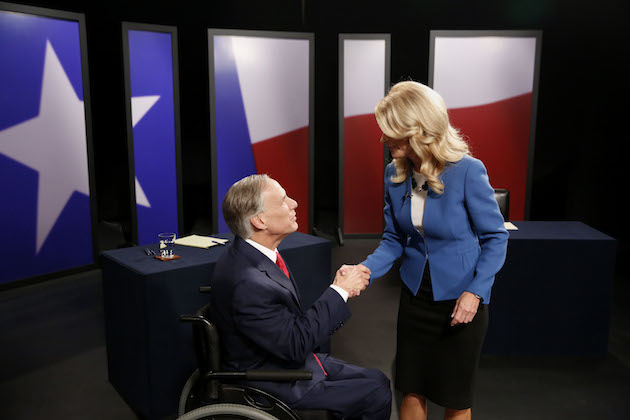 Wendy Davis flaunts her ability to stand upright. (AP)