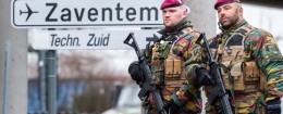 Belgian Army soldiers patrol Brussels Airport / AP