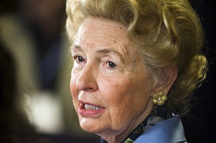 Phyllis Schlafly is interviewed by a television reporter while attending the Conservative Political Action Conference (CPAC) in Washington, Friday, Feb. 19, 2010. (AP Photo/Cliff Owen)