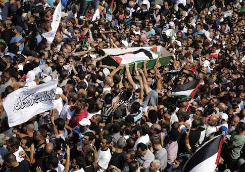 Palestinians carry the body of 16-year-old Mohammed Abu Khudair during his funeral