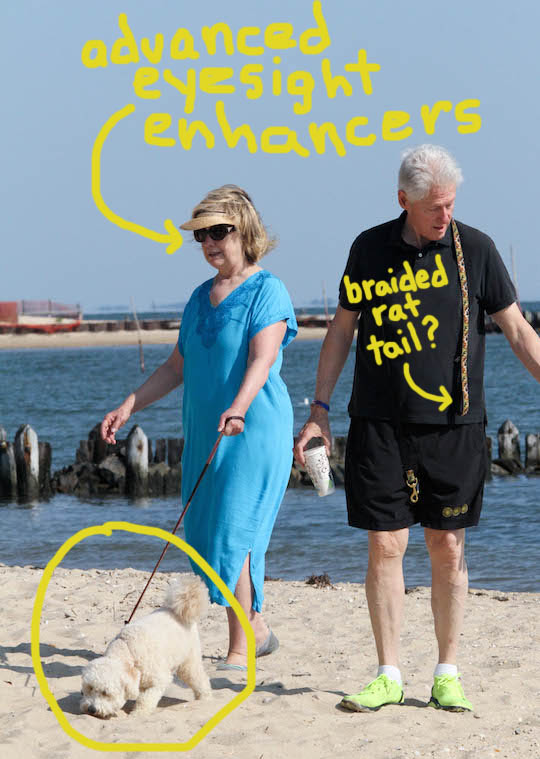 Exclusive - The Clintons Enjoy A Leisurely Morning On The Beach