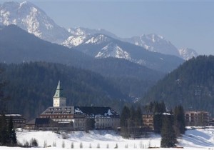 General view of Hotel castle Elmau in Kruen near Garmisch-Partenkirchen, Germany,