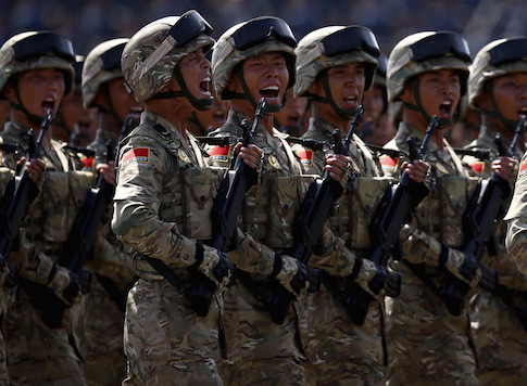 Chinese troops march during the military parade marking the 70th anniversary of the end of World War Two, in Beijing