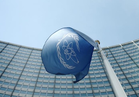 The flag of the IAEA