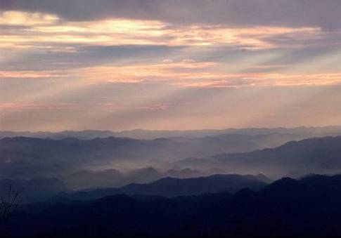 The sun sets over the Appalachian Mountains