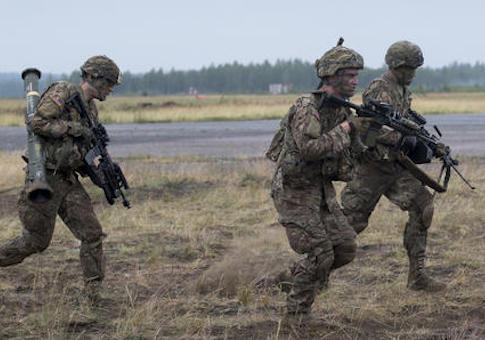 Members of the U.S. Army 173rd Airborne Brigade take part in a military exercise 'Iron Wolf 2016'