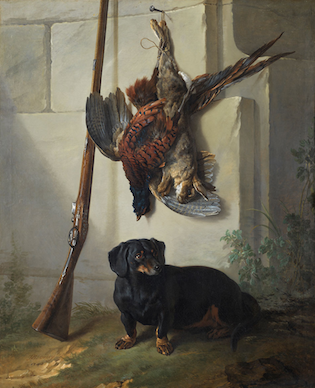 'The Dachshund Pehr with Dead Game and Rifle'