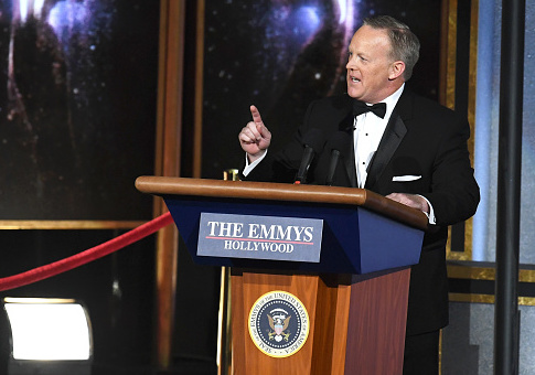 Former White House Press Secretary Sean Spicer speaks onstage during the 69th Annual Primetime Emmy Awards (Photo by Kevin Winter/Getty Images)