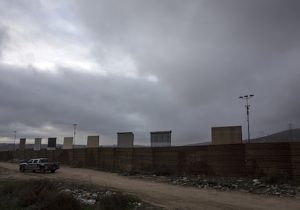 A view of President's Trump border wall prototypes are seen from México