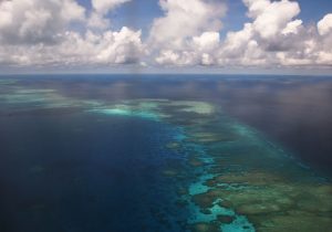 This photo shows an aerial shot of part of mischief reef in the disputed Spratly islands