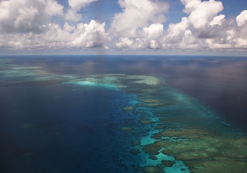This photo shows an aerial shot of part of mischief reef in the disputed Spratly islands
