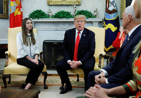 President Donald Trump and Vice President Mike Pence meet with Fabiana Rosales, wife of Venezuelan leader Juan Guaido