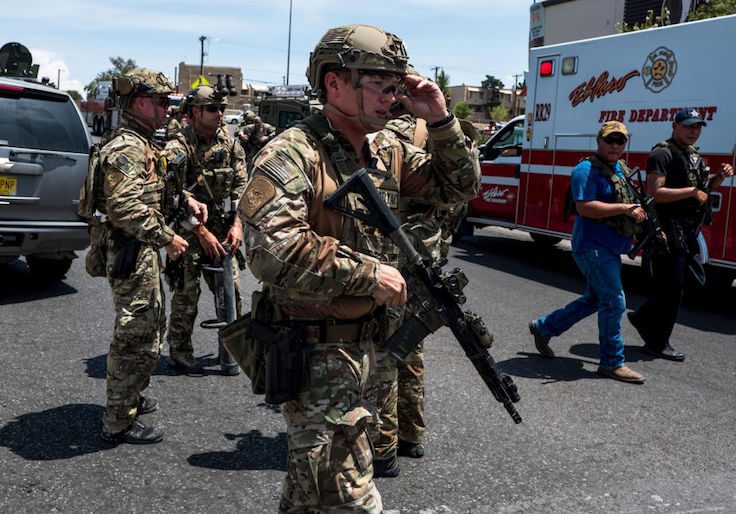 Law enforcement agencies respond to an active shooter at a Wal-Mart near Cielo Vista Mall in El Paso, Texas