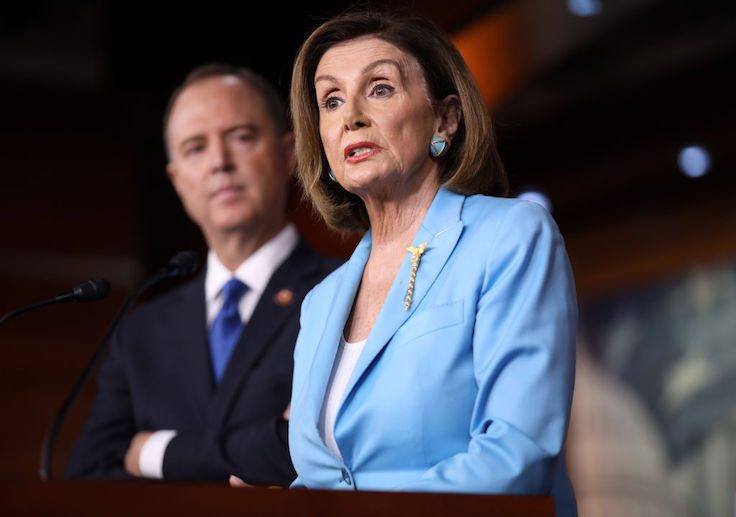 Rep. Adam Schiff Joins Nancy Pelosi At Her Weekly News Conference On Capitol Hill